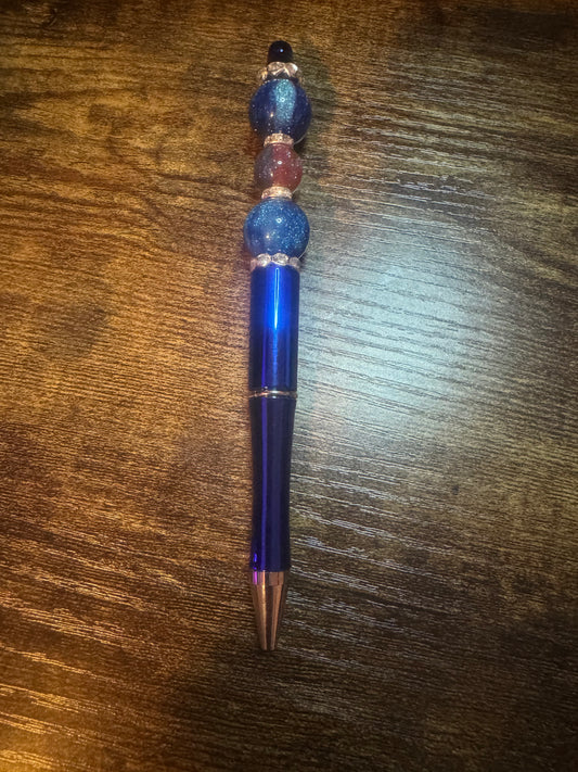 Beaded Pen Blue