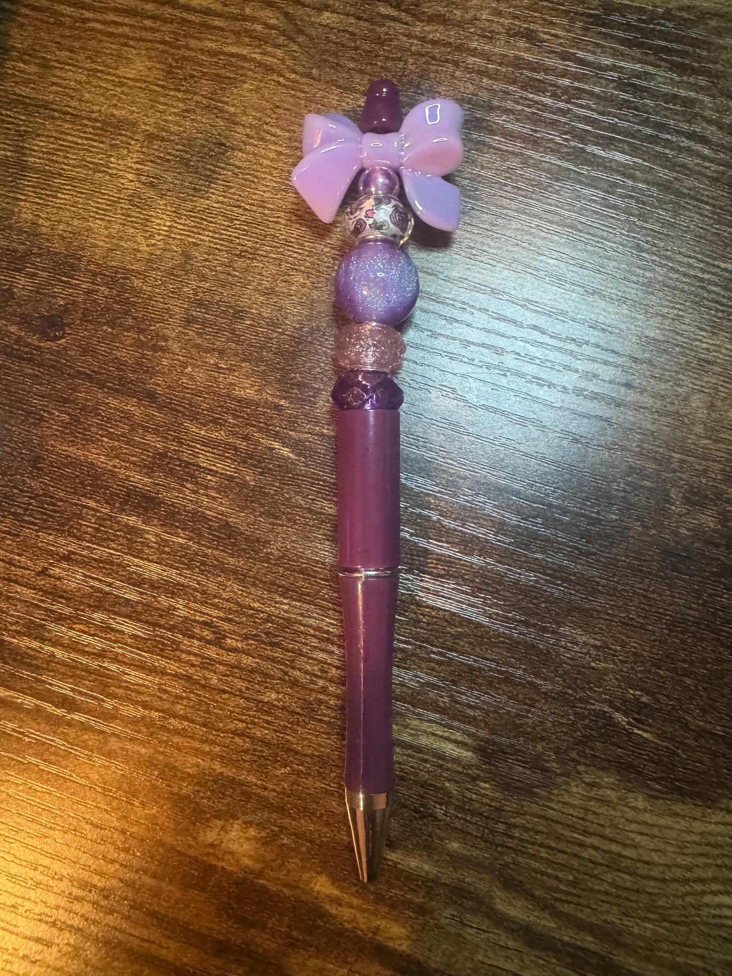 Beaded Pen Purple with Bow